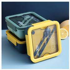 Tempat Makan Lunch Box BPA FREE 228 Wheat Straw Jerami / Makan Transparant Bento Box Ukuran 1100 ml