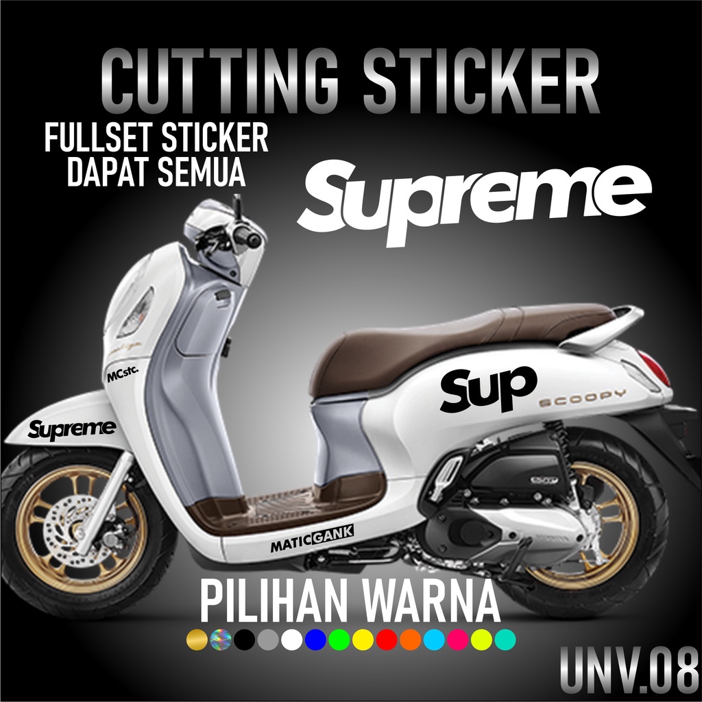 Cutting Sticker Supreme Satu Set  Aksesoris Stiker Striping Motor Honda Scoopy 2010 2022 New Prestig