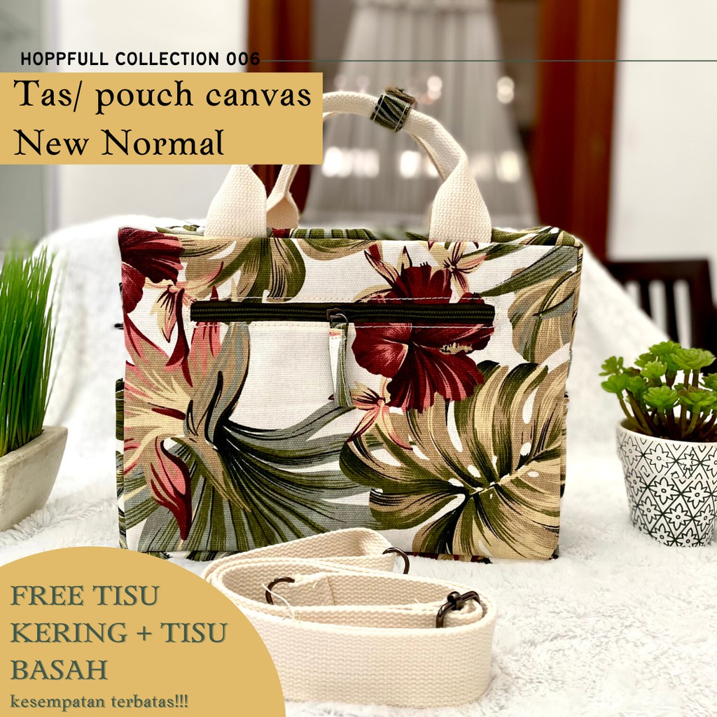 FREE TISU TAS NEW NORMAL KANVAS (POUCH 4 IN 1) BANYAK MOTIF