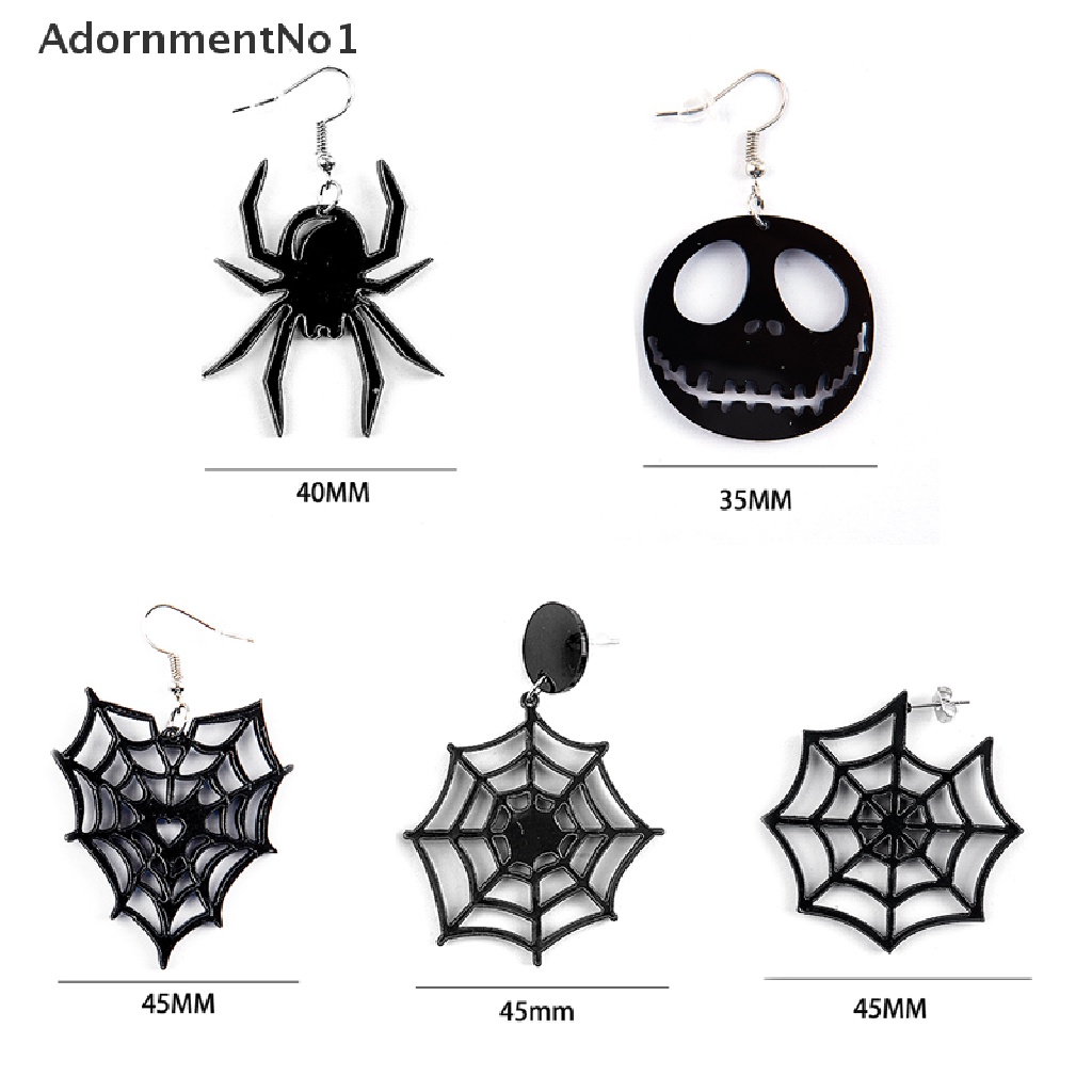 (AdornmentNo1) Anting Gantung Panjang Kait Motif Tengkorak + Hati + Hollow Untuk Perhiasan Wanita / Halloween