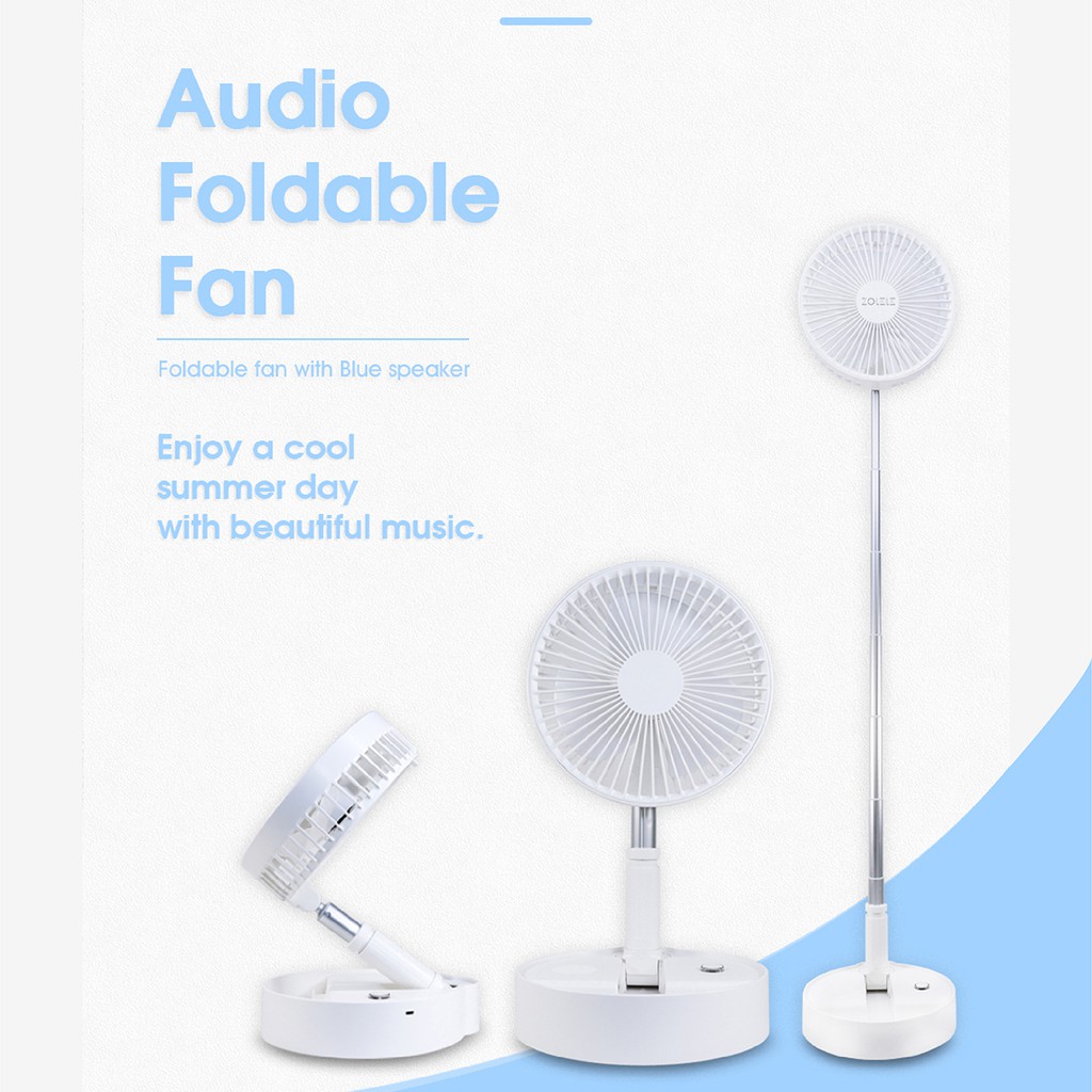 Zolele Folding P10S Fan USB Rechargeable Fan Office Household Bluetooth Speaker Foldable Telescopic