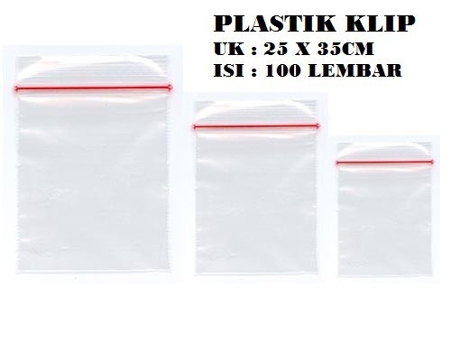 isi100PC kantong plastik KLIP 25x35CM clip 25x35 segel besar serbaguna