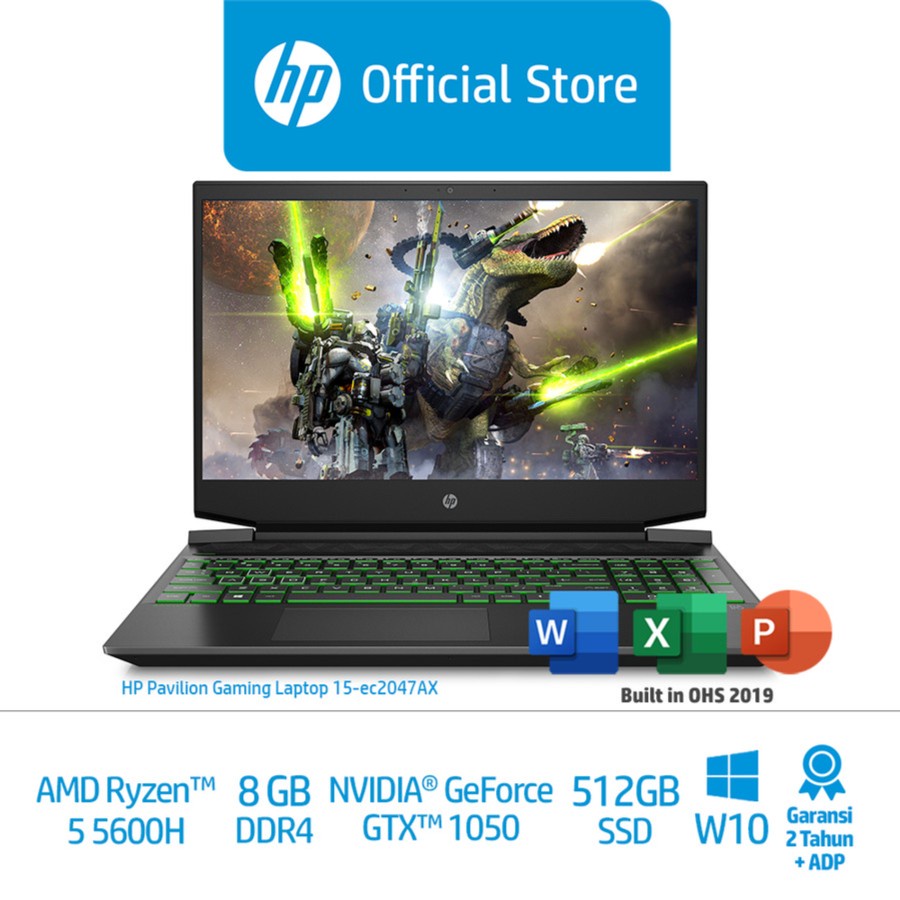 LAPTOP GAMING HP PAVILION 15-EC2047AX Ryzen 5-5600H GTX1650 16GB/512GB