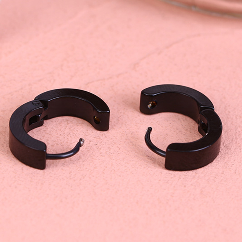 1 Pcs Anting Stud,Bahan Stainless Steel Warna Hitam,Gaya Hip Hop Korea,Untuk Pria Dan Wanita