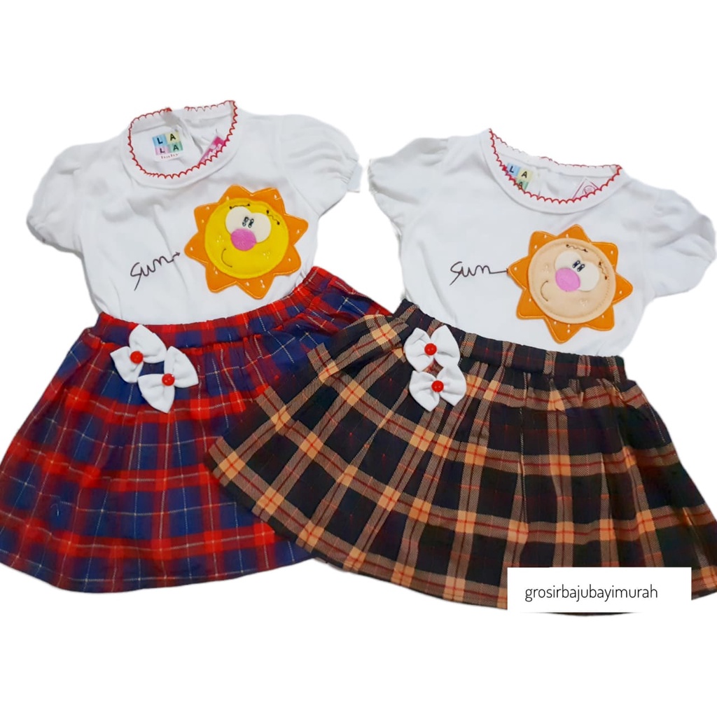 dress baju bayi LALA rok kotak motif MATAHARI