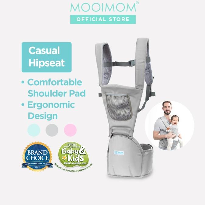 MOOIMOM Casual Hipseat Carrier Gendongan Bayi Depan - 3 - 36 Bulan,Hijau