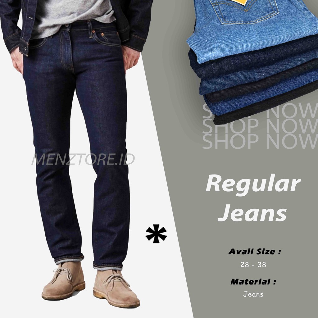 Celana Jeans Pria Standar Straight Jeans Cowok Jens Pria Reguler Bahan Tebal Murah