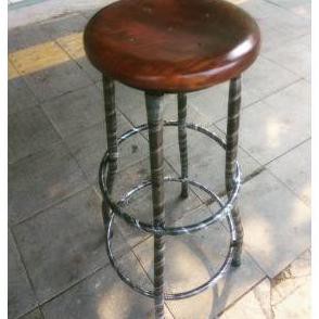 Best Seller] Kursi Bar / Bangku Kayu Bulat Kaki Besi Tinggi 75Cm