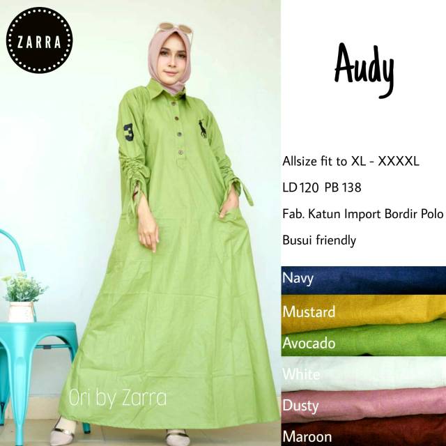 Audy Dress / Gamis Katun / Katun Dress / Gamis Polos / Ori by Zarra