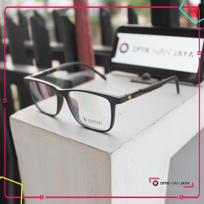 ( Gratis Lensa ) Frame Kacamata Minus Baca Pria Ferrari Sport Tr90 New