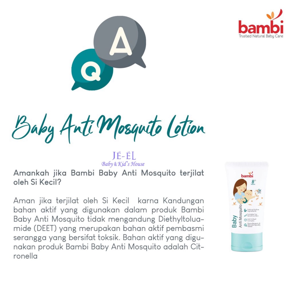 Bambi Baby Anti Mosquito Lotion with Citronella Oil &amp; Anti Irritant Complex 50ml/Lotion Anti Nyamuk Bayi