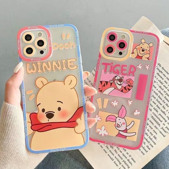 Soft Case Silikon TPU Transparan Motif Beruang Cover Iphone 12 13 SE 6 6S 7 8 Plus X XS XR 11 Pro Max