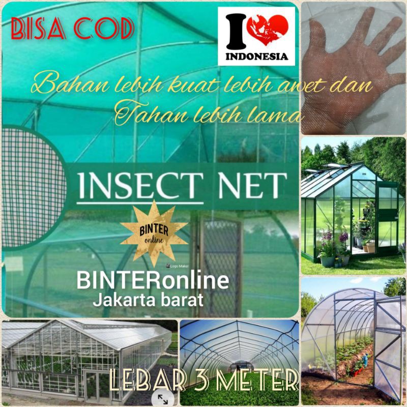 insect net kasa hijau putih lebar 3 meter