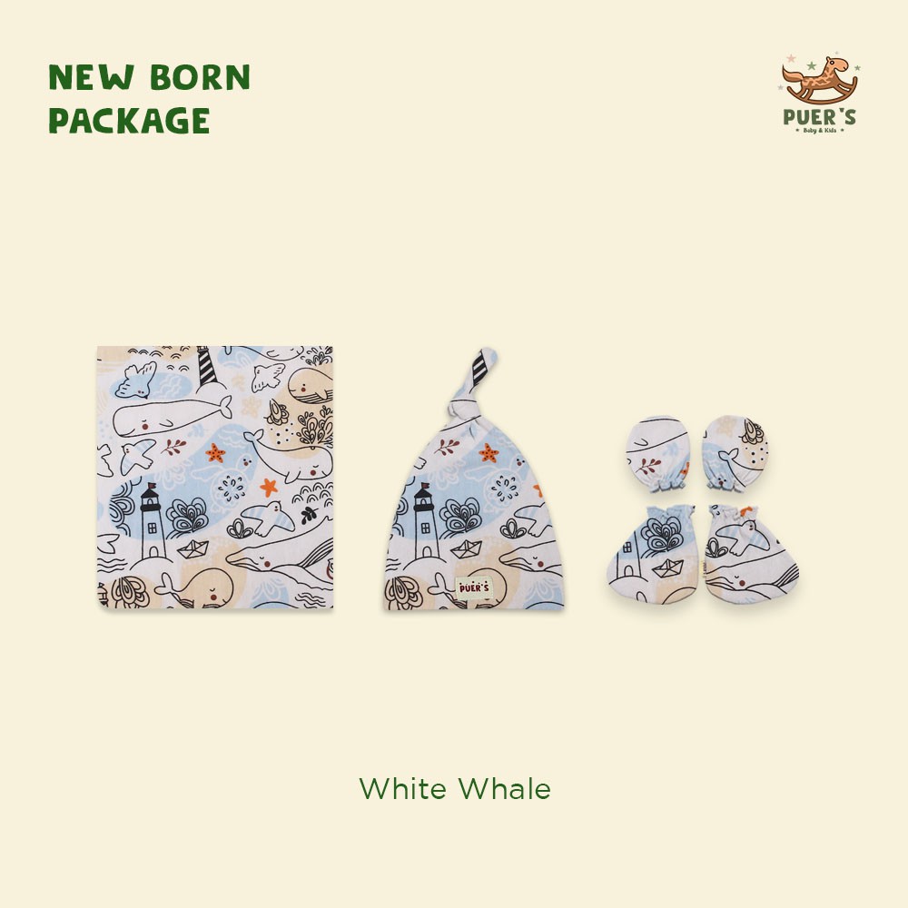 NEWBORN PACKAGE (SWADDLE SET) WHITE WHALE