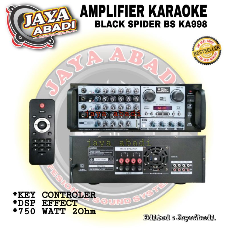 AMPLIFIER KARAOKE BLACK SPIDER KA 998 DIGITAL MP3 PLAYER.