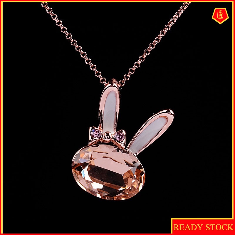 [Ready Stock]European and American Fashion 18K Rose Gold Necklace Female Personality Rabbit Pendant