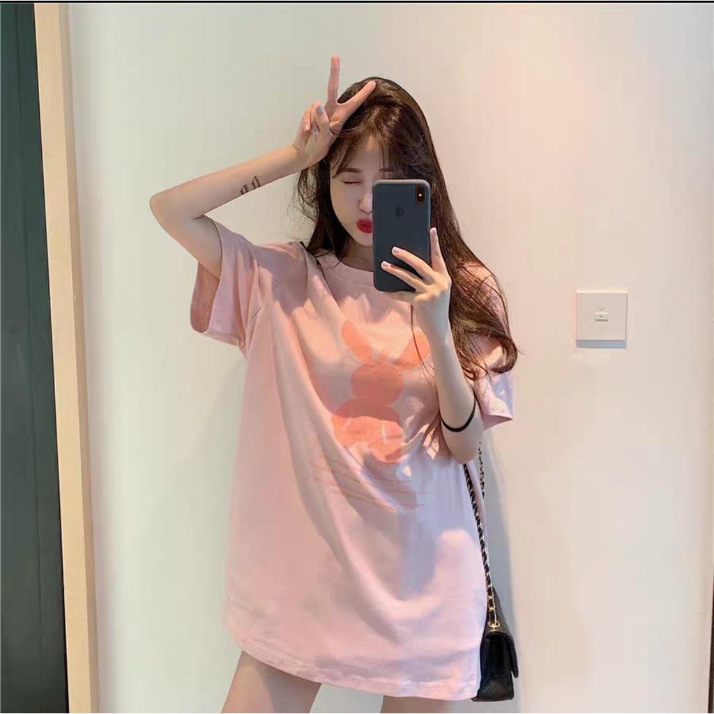 Oversize Tee Tshirt Model Longgar Untuk Wanita Motif Kelinci