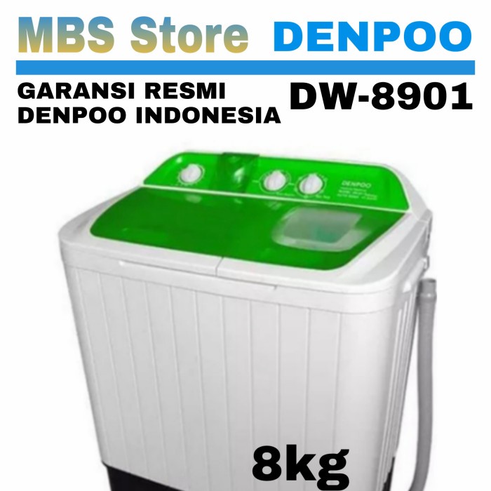 Mesin Cuci 2 Tabung Denpoo DW8901 - HIJAU - DW8901 ORIGINAL