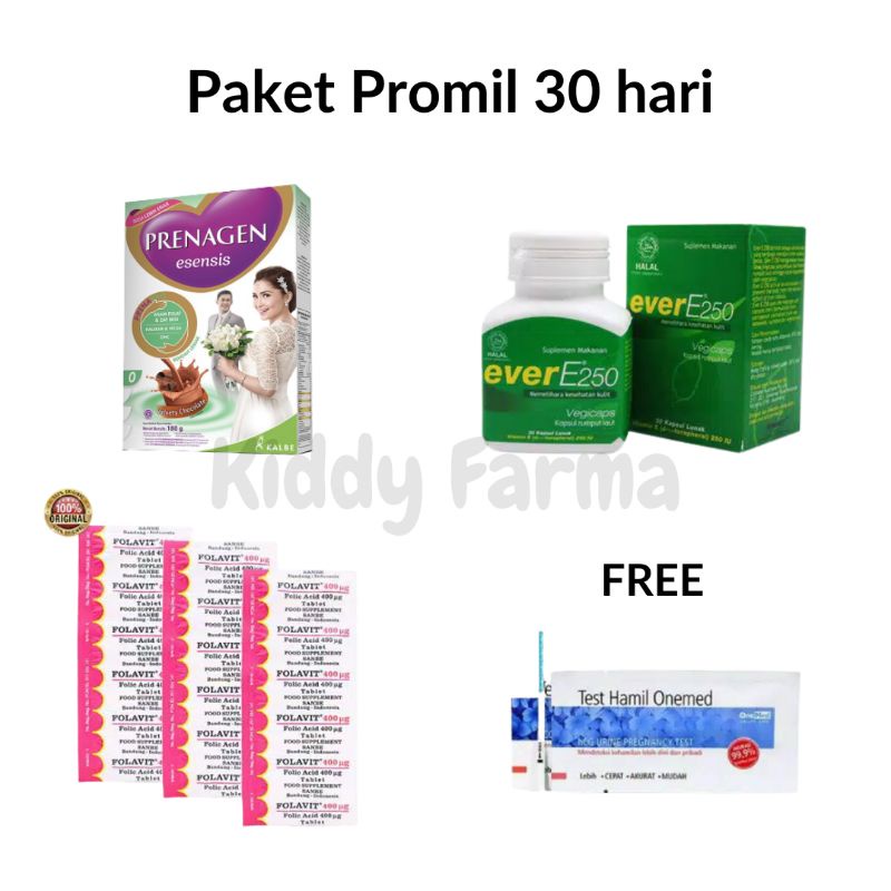 Paket Promil Folavit Ever E Prenagen Esensis FREE testpack Onemed