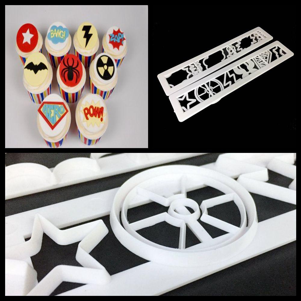 Populer 2pcs /set Cetakan Emboss Bahan Plastik Sugarcraft Baking Tools Cookie Cutter