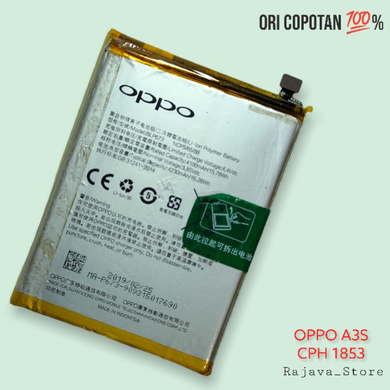 Baterai batre oppo a3s cph 1853 ori original cabutan copotan asli utuh awet tested