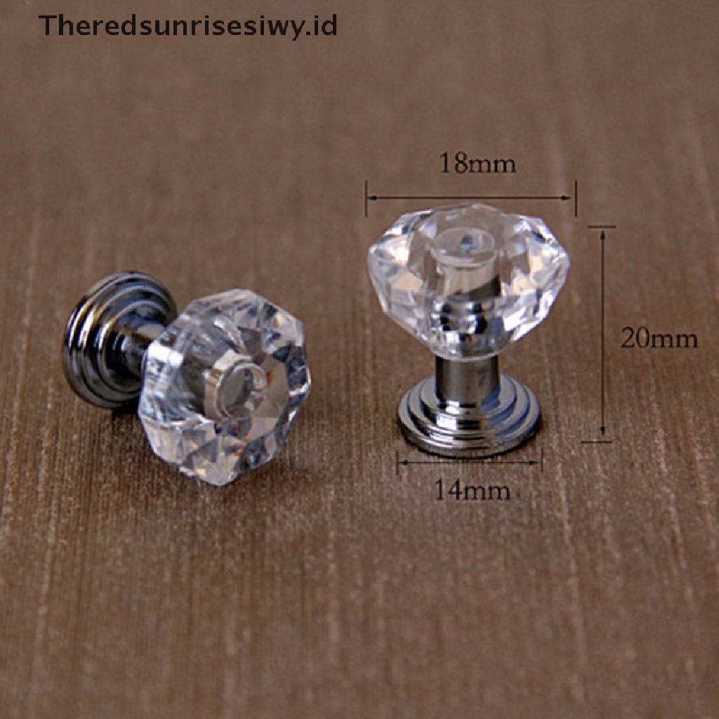 # Alat Rumahan # 10pcs Knob Kristal Akrilik Lemari Tarikan Laci Handle Door Knob Diamond Cabine~