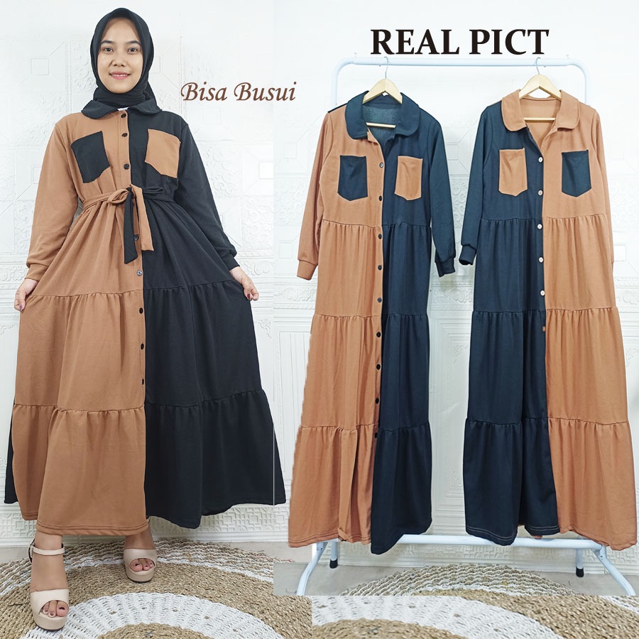 GAMIS SELINGKUH KANCING DAN KANTONG DRESS BUSUI WANITA GL FASHION