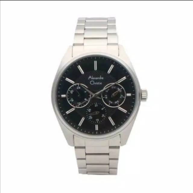 Jam Tangan Alexandre Christie 6514 Pria Silver Black Original