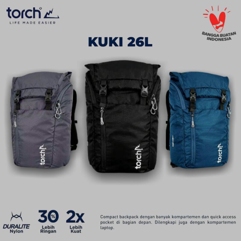 Tas Ransel Backpack Torch Kuki 26 Liter Original Waterproof / Adventure Backpacker / Tas Sekolah