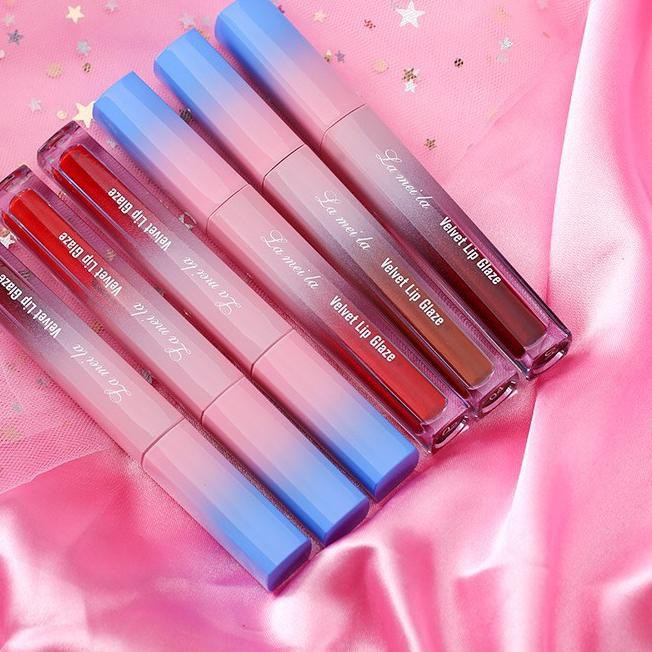 LAMEILA Velvet Lip Glaze LM-1011 / LM 1011 Lipcream Berkualitas Harga Terjangkau La mei la Blue Pink Lip Velvet Glaze Rumah Cantik 354