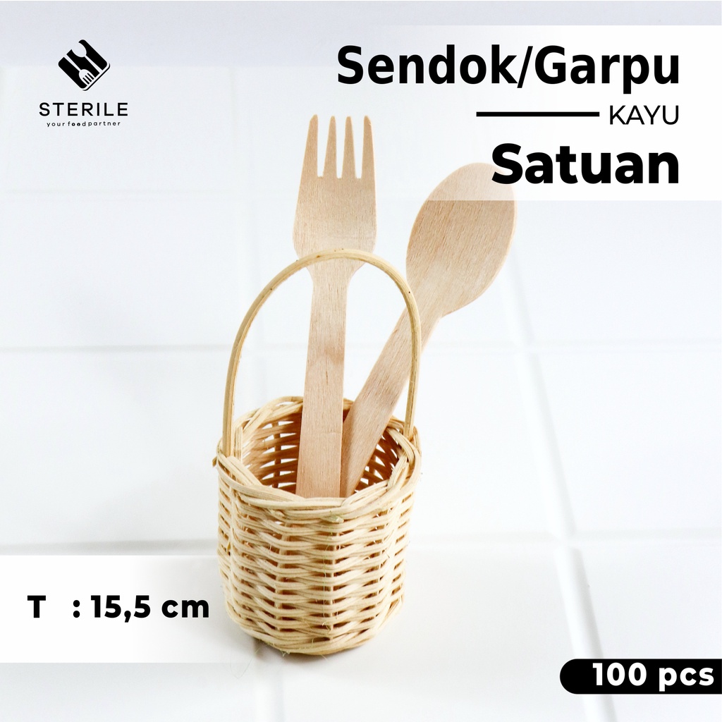 sendok kayu / garpu kayu sekali pakai / wooden cutlery