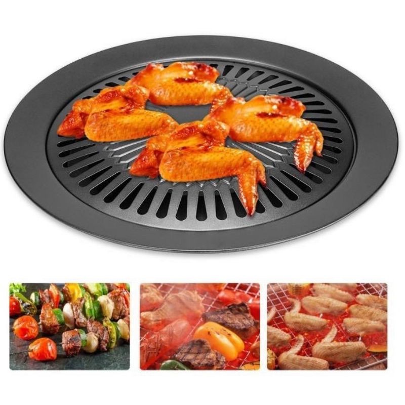 Alat Panggang Grill Pan Smokeless Bbq Ikan Pemanggang Asap Kompor Gas Serbaguna Anti Lengket Murah Shopee Indonesia