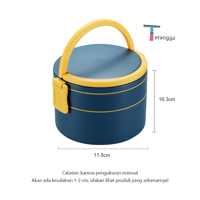 Double-Layer Lunch Box Free Sendok Anti Bocor Dan Anti Percikan Kotak Makan BPA FREE