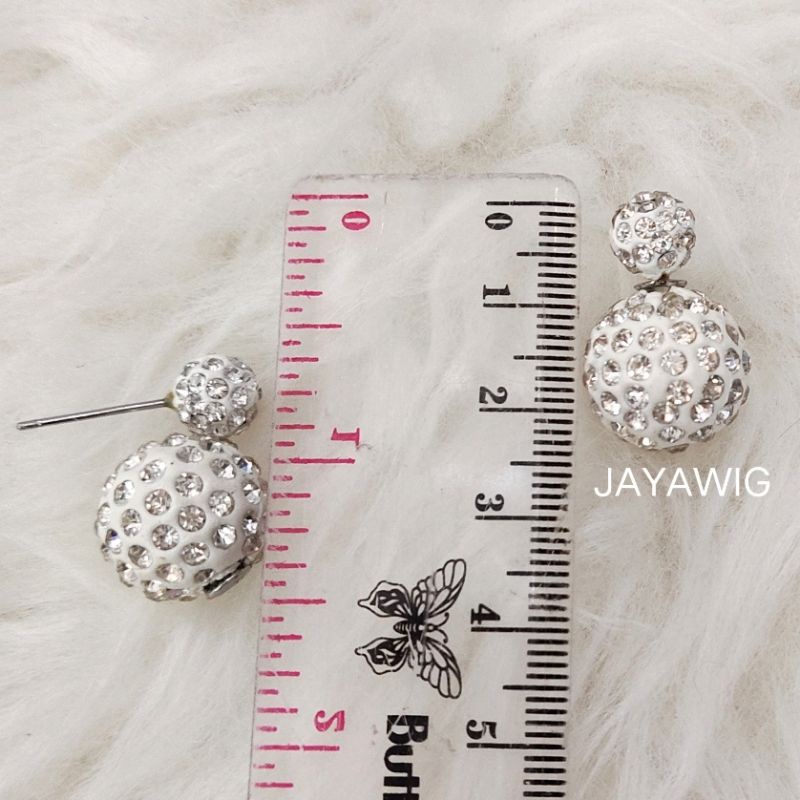 Anting Bulat Mata Mata Anting Tusuk Warna Silver