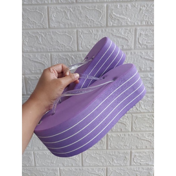 SANDAL FLAT STRIP UNGU HEELS 7CM