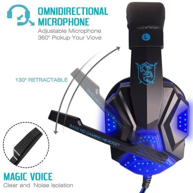 Gaming Headphone Headset LED with Mic