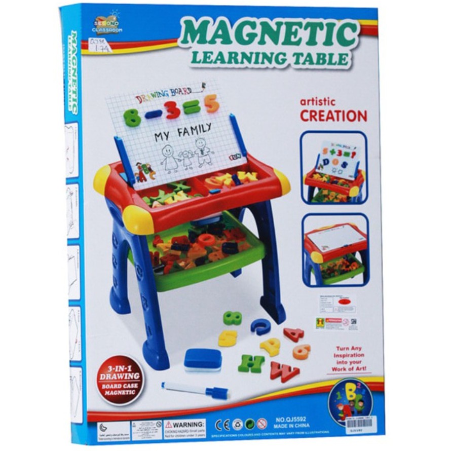 Mainan Edukasi Anak Magnetic Learning Table Lengkap / Easel 3in1 Alphabet Angka dan Alat Gambar BS L