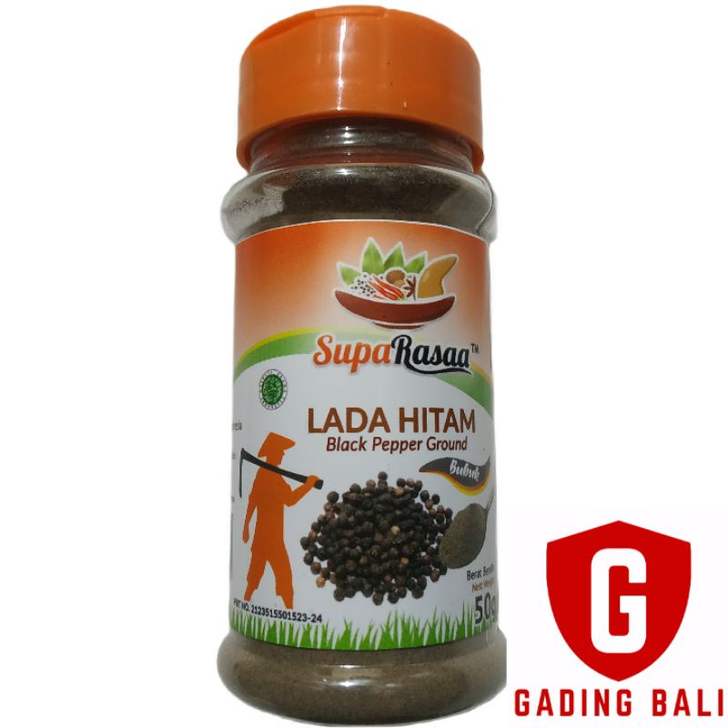 

Bumbu Lada hitam bubuk botol suparasa kemasan 50gr