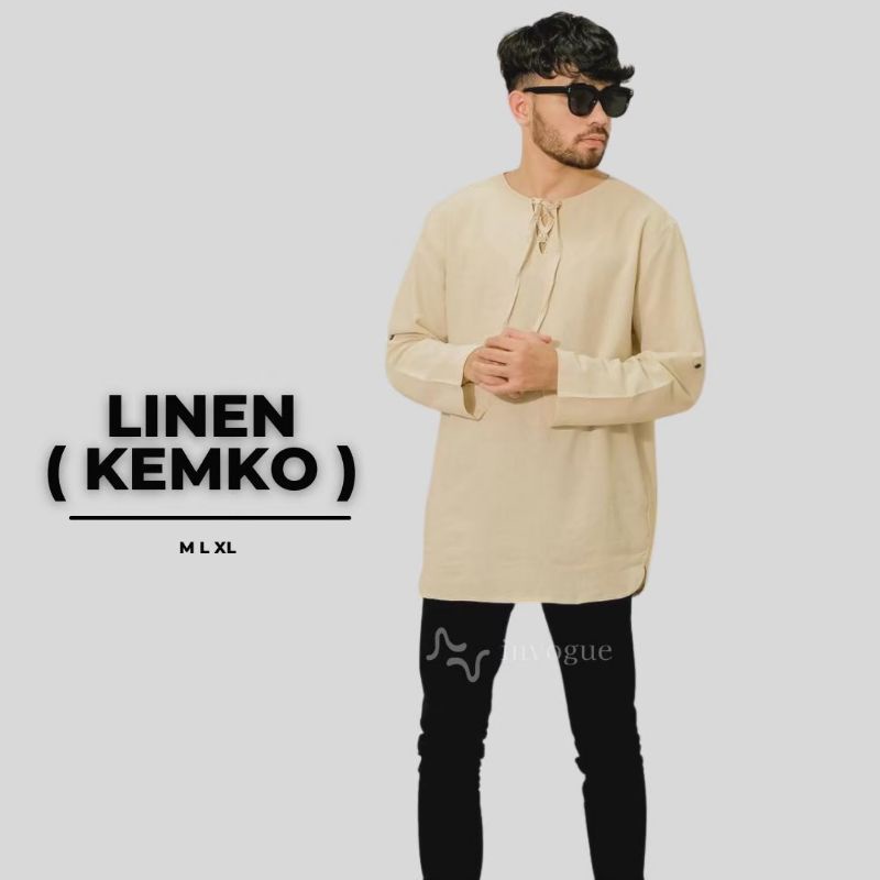 Kemeja Panjang Pria Oversized/Kemeja Kemko Kurta Linen/Kemko Invogue  Best Premium
