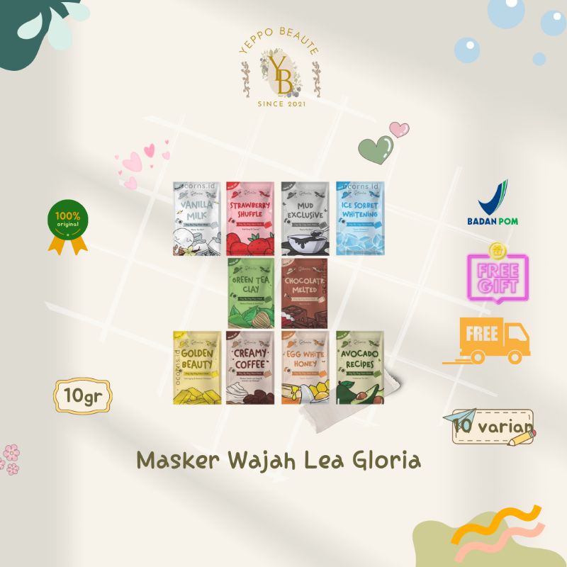 Masker wajah lea gloria travel size 10gr BPOM new packaging
