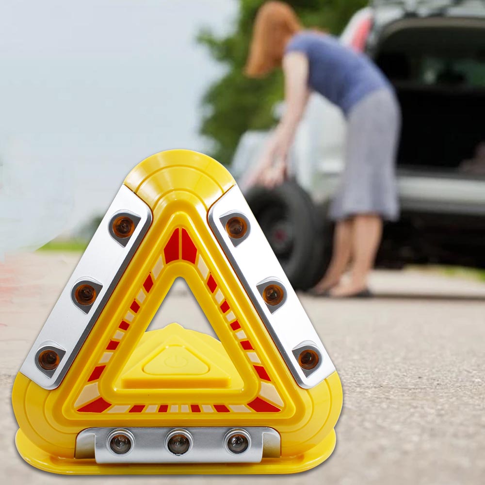 Lampu Peringatan Mobil Hazard Light Warning Triangle 9 LED Motor / Gudang / Pabrik Super Emergency Light