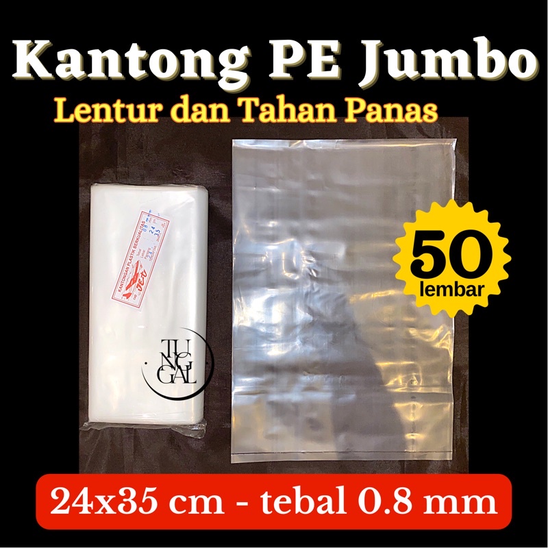 Kantong Plastik PE Beras - Cap Jet 24x35 cm tebal 0.8 mm. Isi 50 lembar. Plastik PE tebal, kantong p