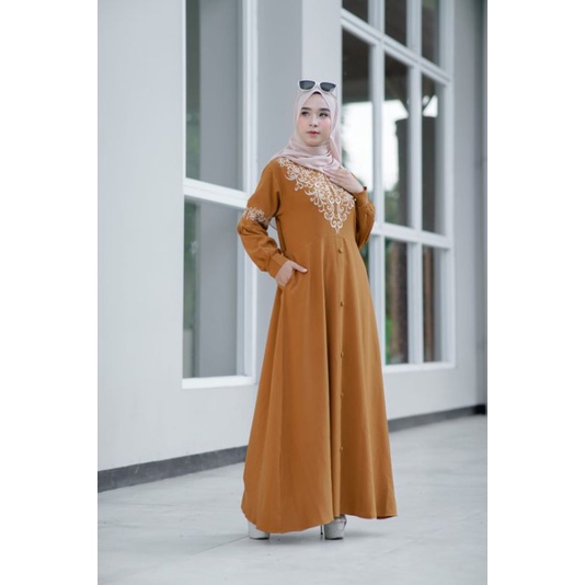 GAMIS BORDIR ARINI ITYCREPE PREMIUM TERLARIS MURAH