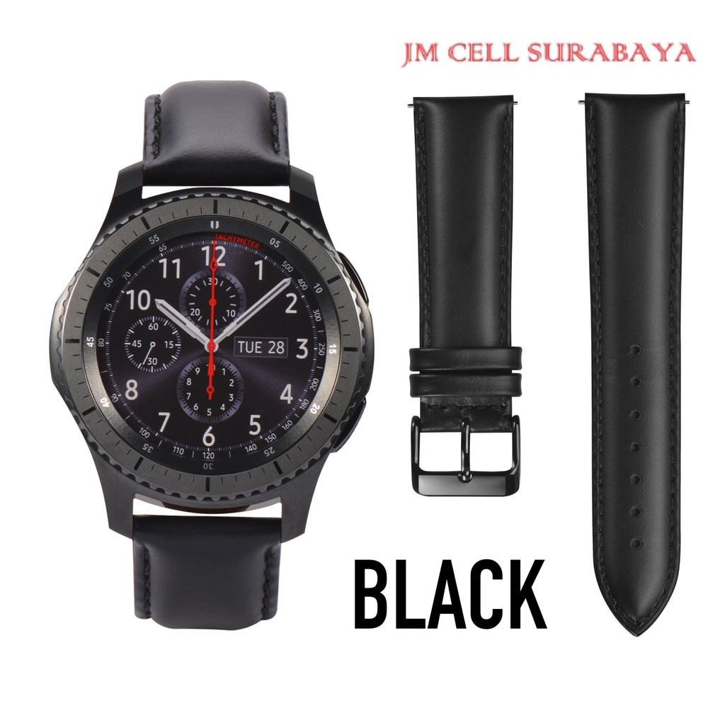 Genuine Leather Strap Lebar 22mm Untuk Samsung Galaxy Watch 46mm, Gear S3, Amazfit Pace