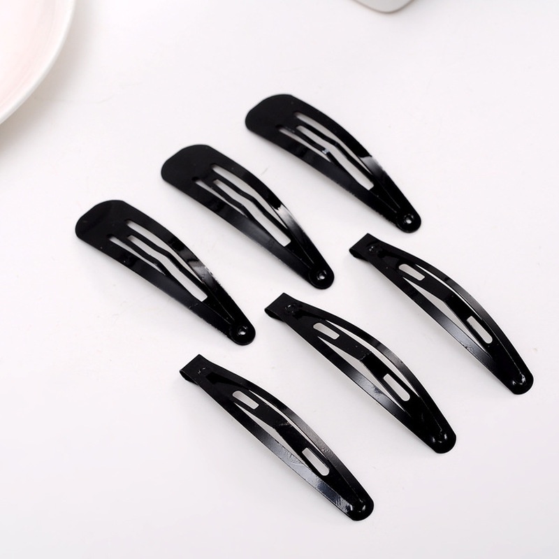 6 / 12pcs Jepit Rambut Bahan Metal Warna Hitam Gaya Korea Untuk Wanita