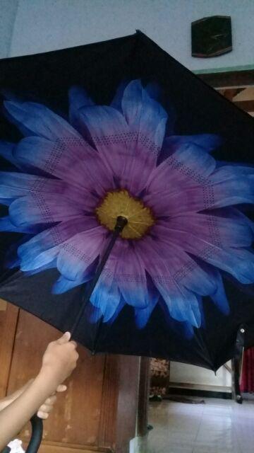 Payung Terbalik Reverse Umbrella Gagang C Kazbrella ( Bunga )