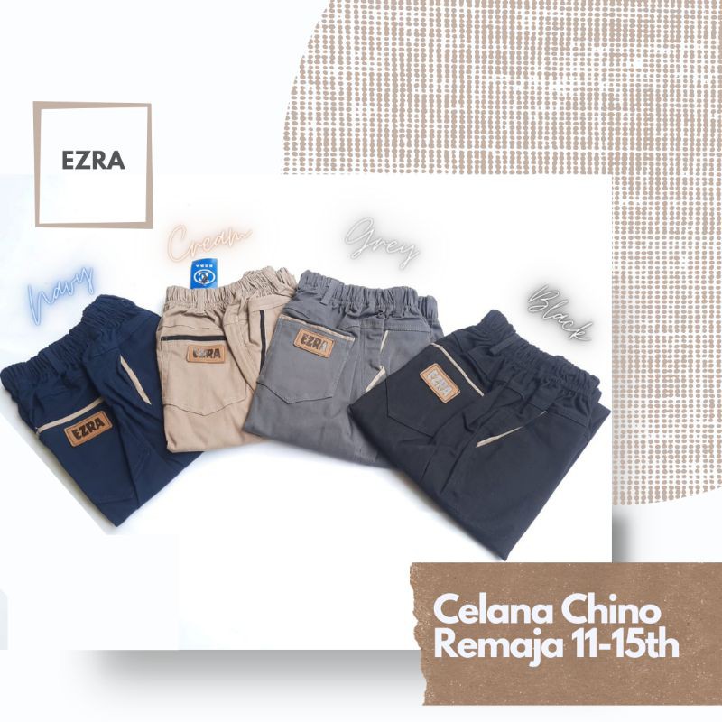 Ezra Kids Celana Chino Panjang Anak Remaja Laki Laki 11-15 Tahun Bahan Twill Stretch