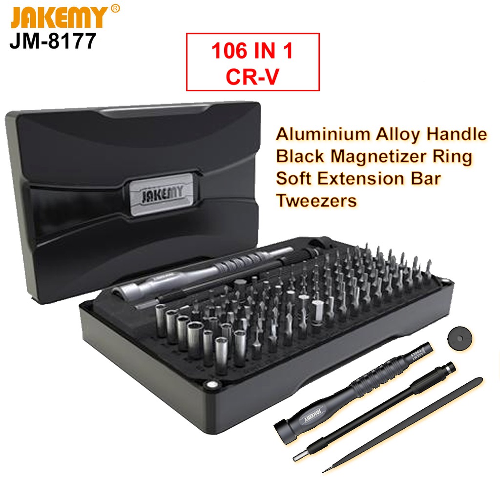 Jakemy JM-8177 106In1 Obeng Set HP T2 T5 T6 Pentalobe P2 P5 Bintang 5 T8H T9H