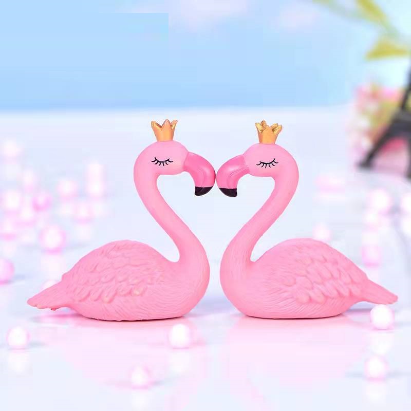 Cake Topper Miniatur Toper Hiasan Kue Ultah Bangau Flamingo Crown /Pcs