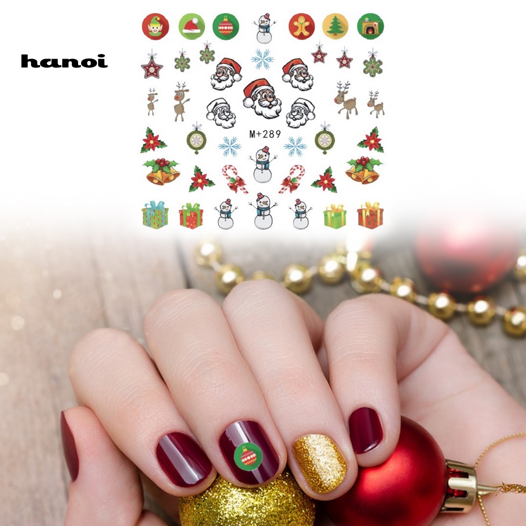 Han_stiker Kuku Ultra Tipis Tema Natal Untuk Nail Art / Manicure